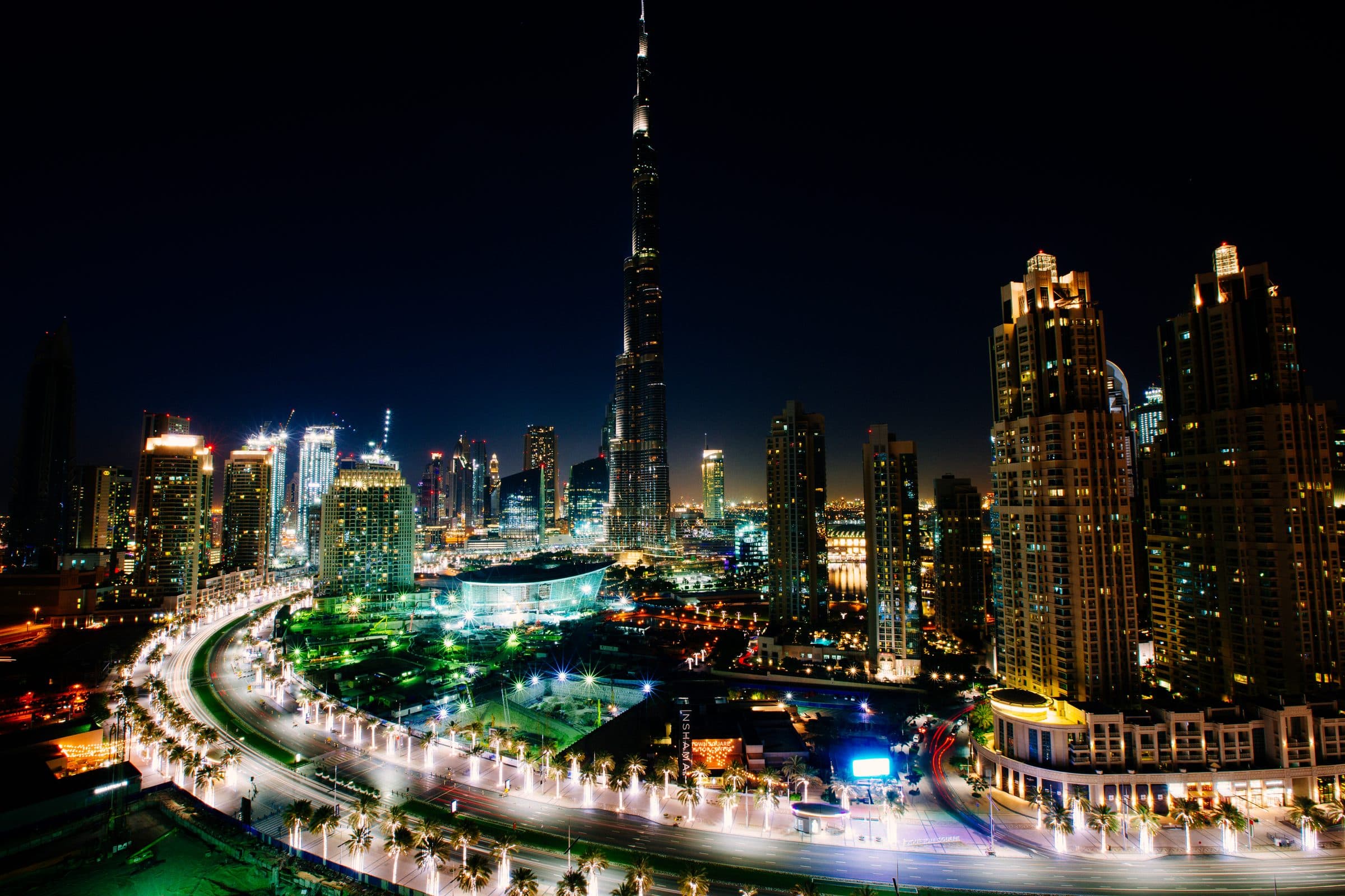 Burj Khalifa et Downtown Dubaï, de nuit